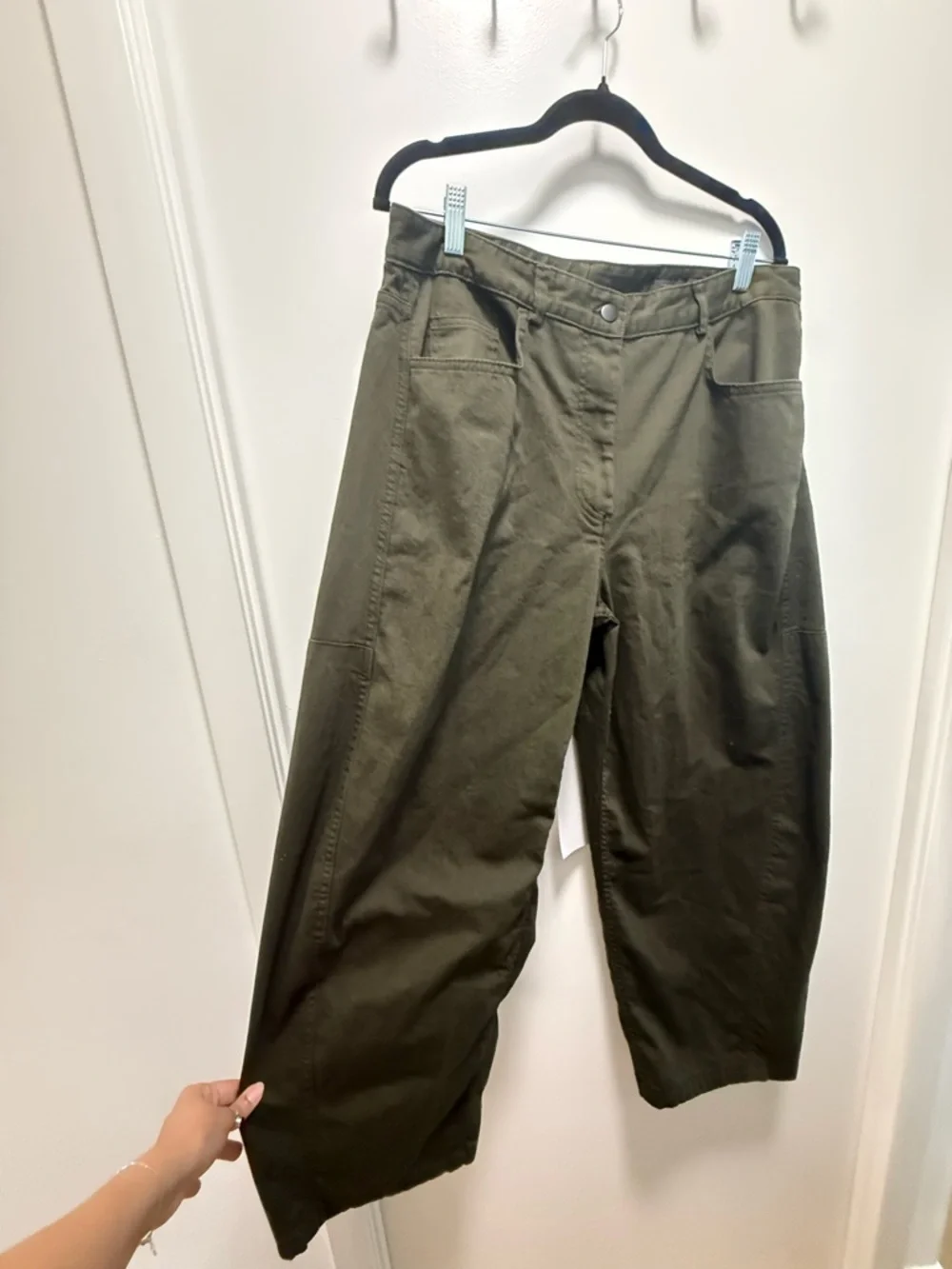 Zara Olive Green Balloon Jeans Denim Trousers - Picture 9 of 16